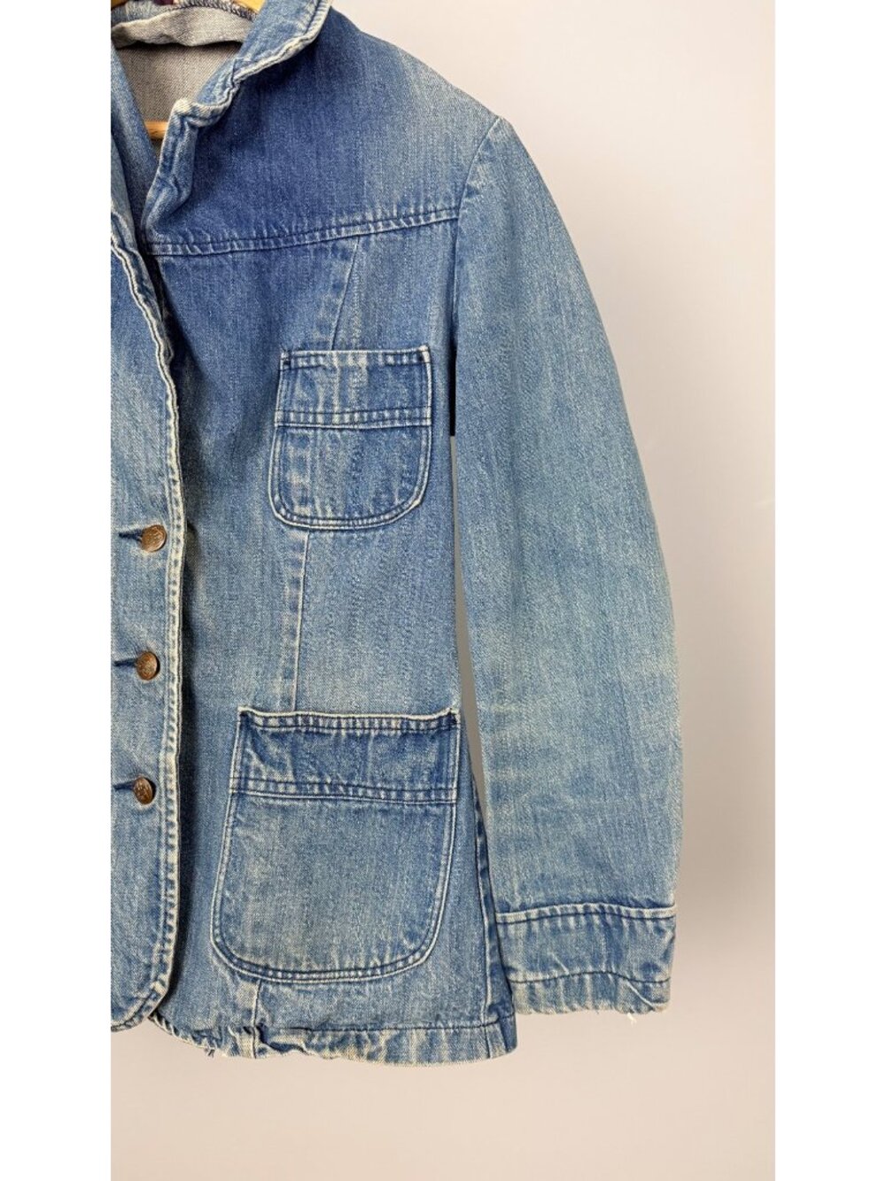 Landlubber Vintage Denim Jacket With Button Front & Pockets USA Made Womens XS - Picture 11 of 16